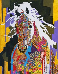 Aayesha Noor, 18 x 24 Inch, Oil on Canvas, Horse Painting, AC-AYNR-010